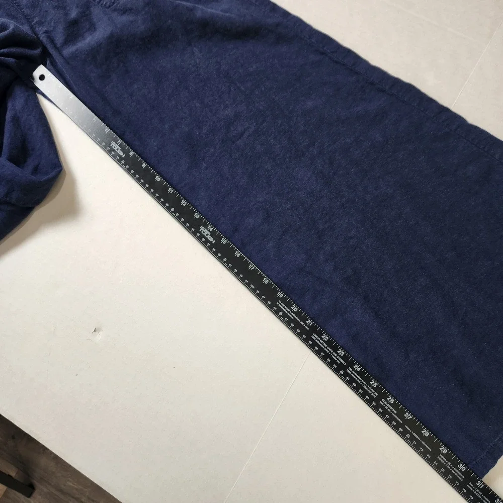 Hei Hei Anthropologie Navy Blue Linen Blend Wide Leg Foldover Waist Pants L - Picture 6 of 9
